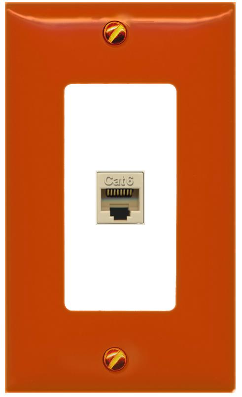 [1 Ports] CAT6-IVORY Wall Plate [Orange-White]