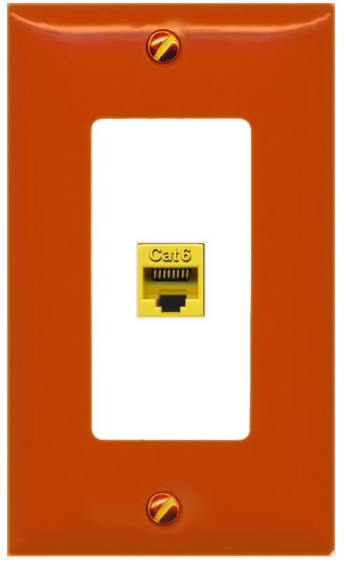 [1 Ports] CAT6-YELLOW Wall Plate [Orange-White]