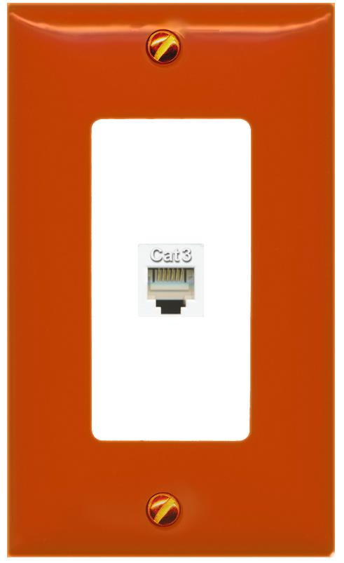 [1 Ports] PHONE Wall Plate [Orange-White]