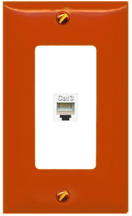 [1 Ports] PHONE Wall Plate [Orange-White]