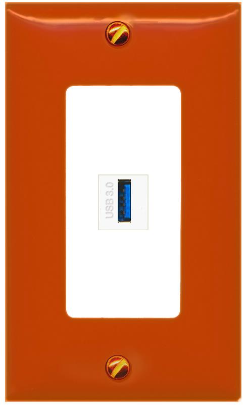 [1 Ports] USB-3 Wall Plate [Orange-White]