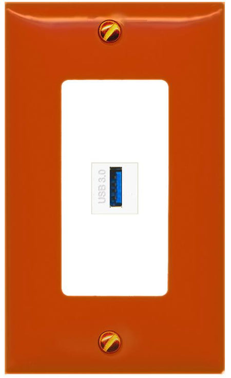 [1 Ports] USB-3 Wall Plate [Orange-White]