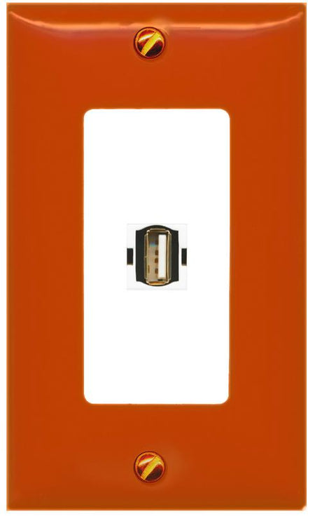 [1 Ports] USB2 Wall Plate [Orange-White]