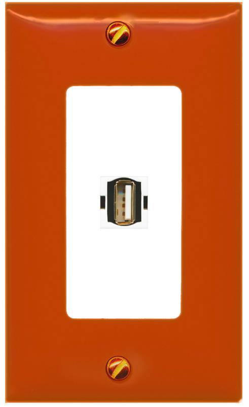 [1 Ports] USB2 Wall Plate [Orange-White]