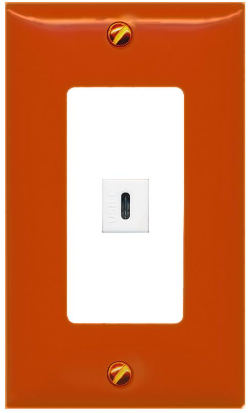 [1 Ports] USBC Wall Plate [Orange-White]