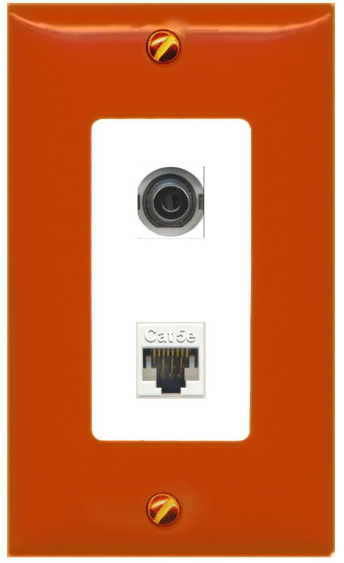 RiteAV 3.5mm CAT5E Wall Plate [Orange/White]