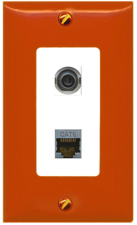 RiteAV 3.5mm CAT6-SHIELDED Wall Plate [Orange/White]