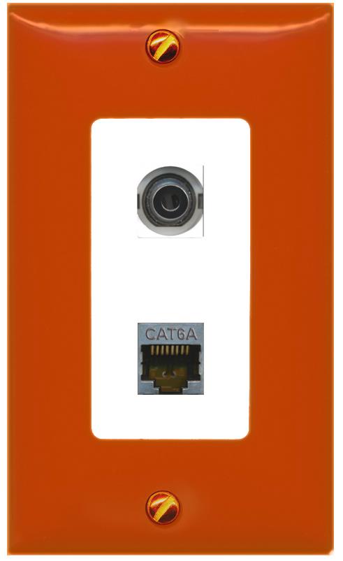 RiteAV 3.5mm CAT6A Wall Plate [Orange/White]