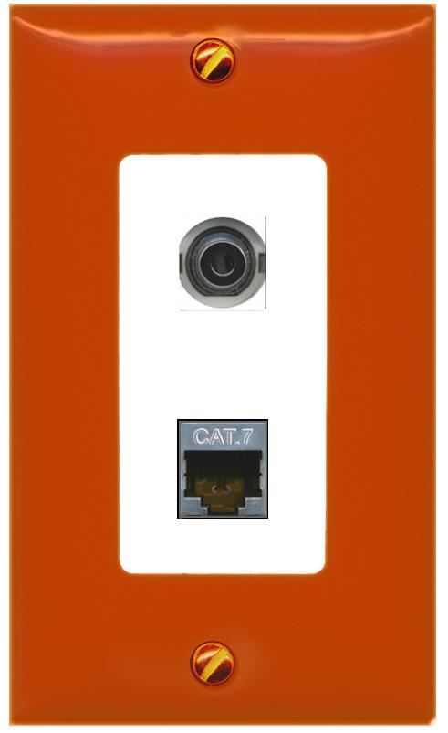 RiteAV 3.5mm CAT7 Wall Plate [Orange/White]