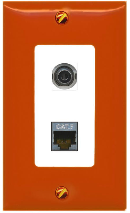 RiteAV 3.5mm CAT7 Wall Plate [Orange/White]