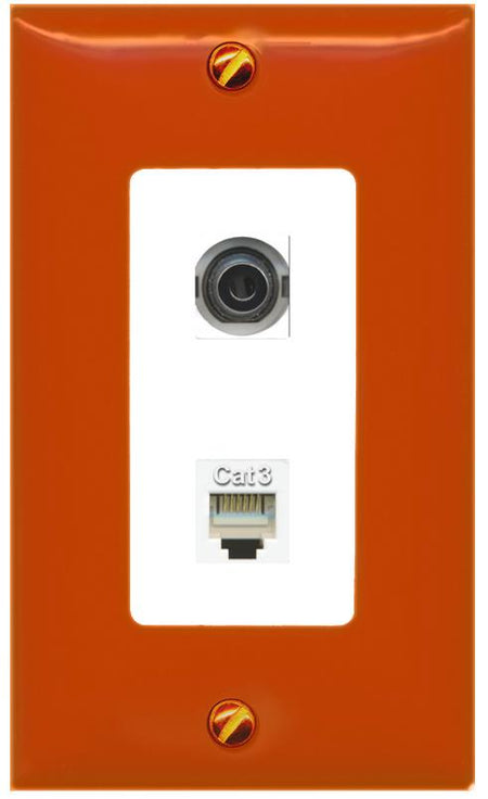 RiteAV 3.5mm PHONE Wall Plate [Orange/White]