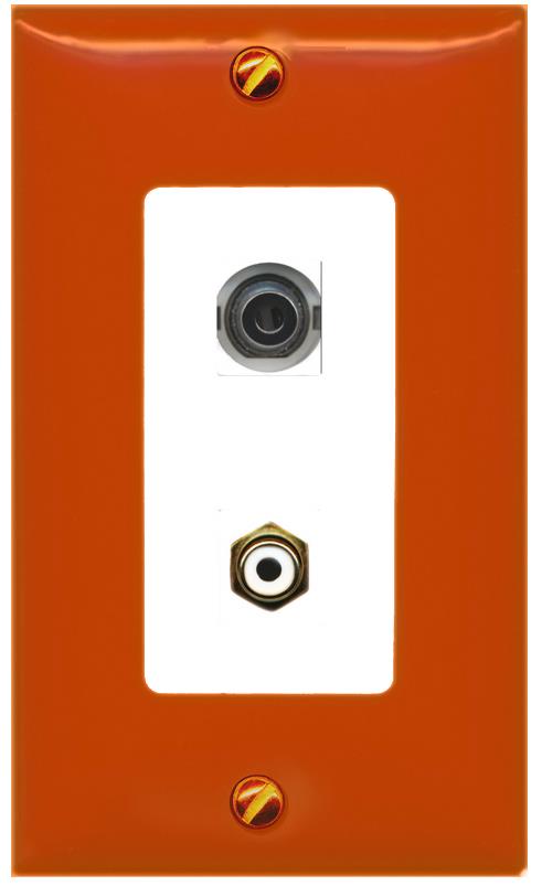 RiteAV 3.5mm RCA-Orange/White Wall Plate [Orange/White]