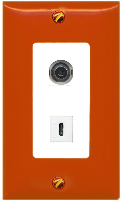 RiteAV 3.5mm USBC Wall Plate [Orange/White]