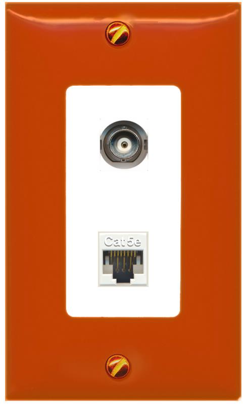 RiteAV BNC CAT5E Wall Plate [Orange/White]