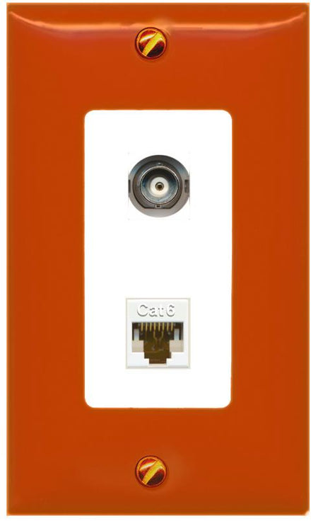 RiteAV BNC CAT6 Wall Plate [Orange/White]