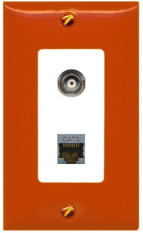 RiteAV BNC CAT6-SHIELDED Wall Plate [Orange/White]