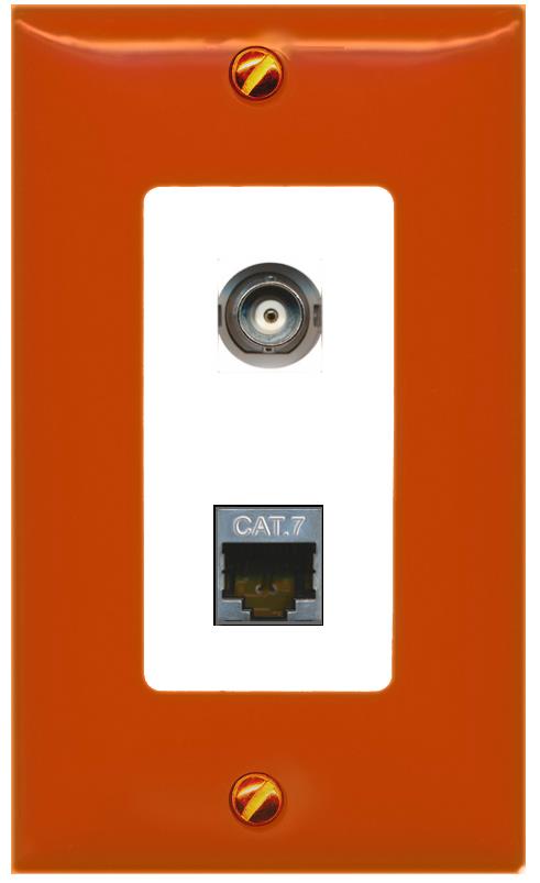 RiteAV BNC CAT7 Wall Plate [Orange/White]