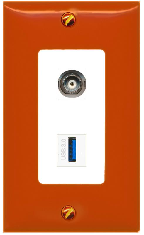 RiteAV BNC USB-3 Wall Plate [Orange/White]