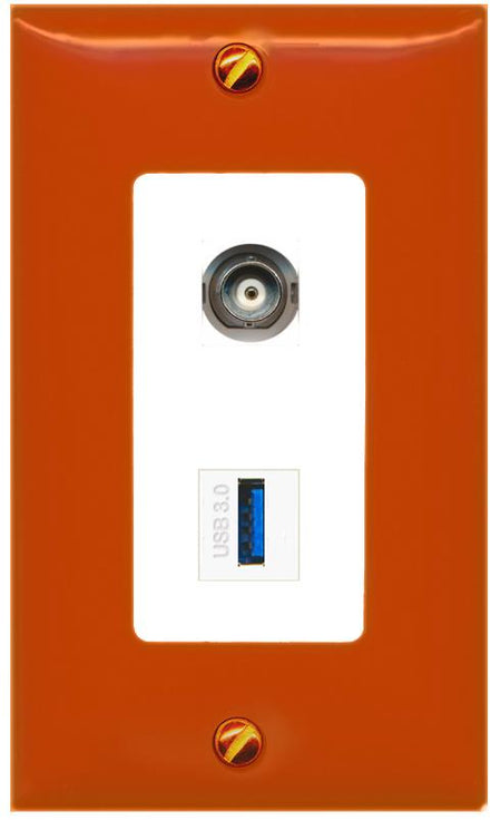 RiteAV BNC USB-3 Wall Plate [Orange/White]