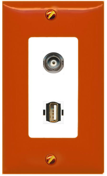 RiteAV BNC USB2 Wall Plate [Orange/White]