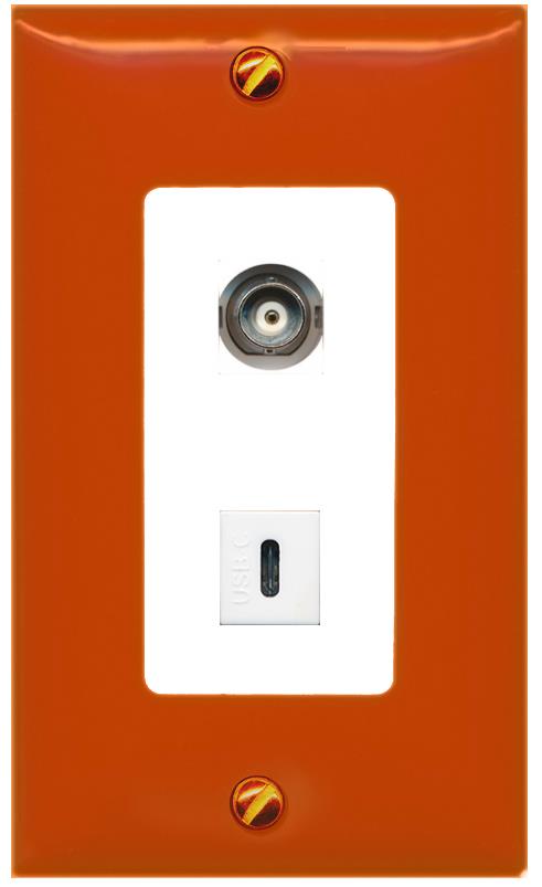 RiteAV BNC USBC Wall Plate [Orange/White]