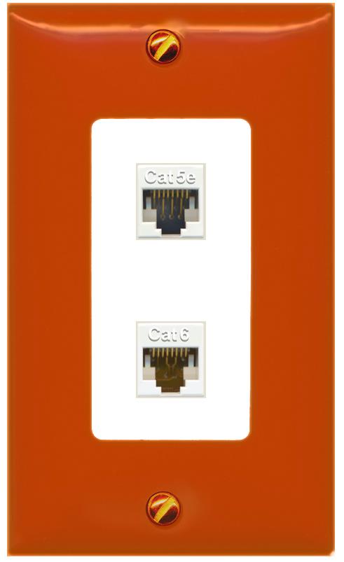 RiteAV CAT5E CAT6 Wall Plate [Orange/White]