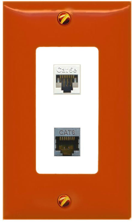 RiteAV CAT5E CAT6-SHIELDED Wall Plate [Orange/White]