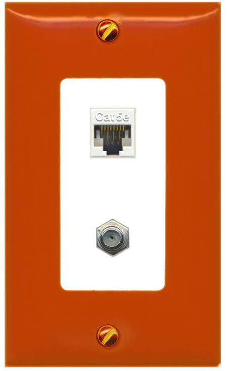 RiteAV CAT5E COAX Wall Plate [Orange/White]