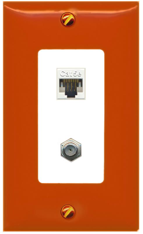 RiteAV CAT5E COAX Wall Plate [Orange/White]