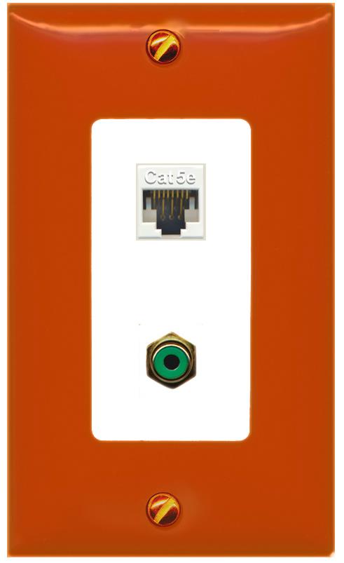 RiteAV CAT5E RCA-GREEN Wall Plate [Orange/White]