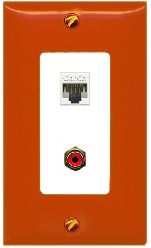 RiteAV CAT5E RCA-RED Wall Plate [Orange/White]