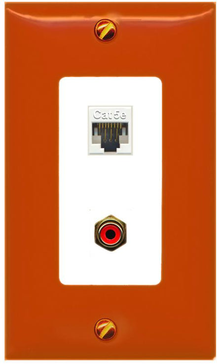 RiteAV CAT5E RCA-RED Wall Plate [Orange/White]