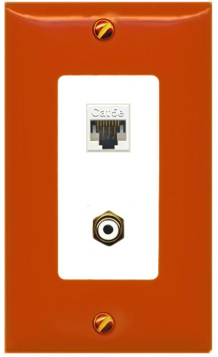 RiteAV CAT5E RCA-Orange/White Wall Plate [Orange/White]