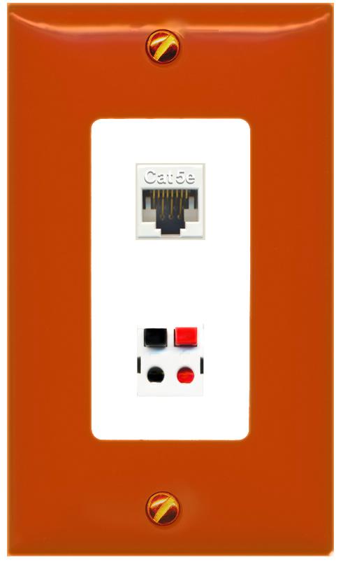 RiteAV CAT5E SPEAKER Wall Plate [Orange/White]