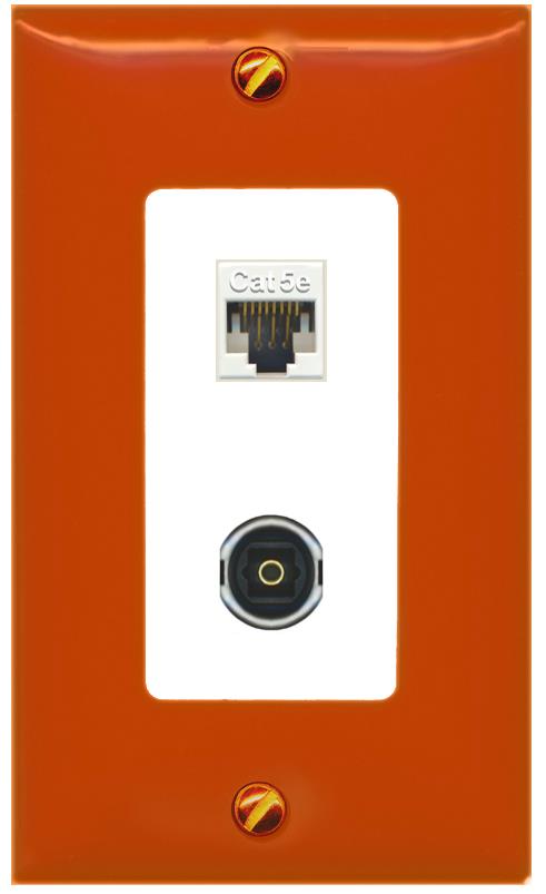 RiteAV CAT5E TOSLINK Wall Plate [Orange/White]