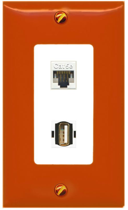 RiteAV CAT5E USB2 Wall Plate [Orange/White]