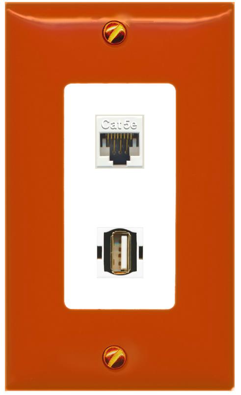 RiteAV CAT5E USB2 Wall Plate [Orange/White]