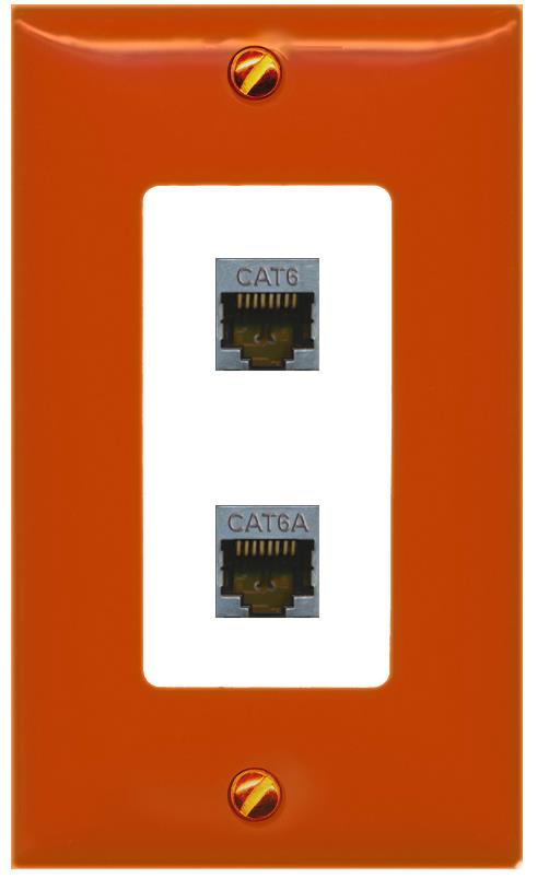 RiteAV CAT6-SHIELDED CAT6A Wall Plate [Orange/White]