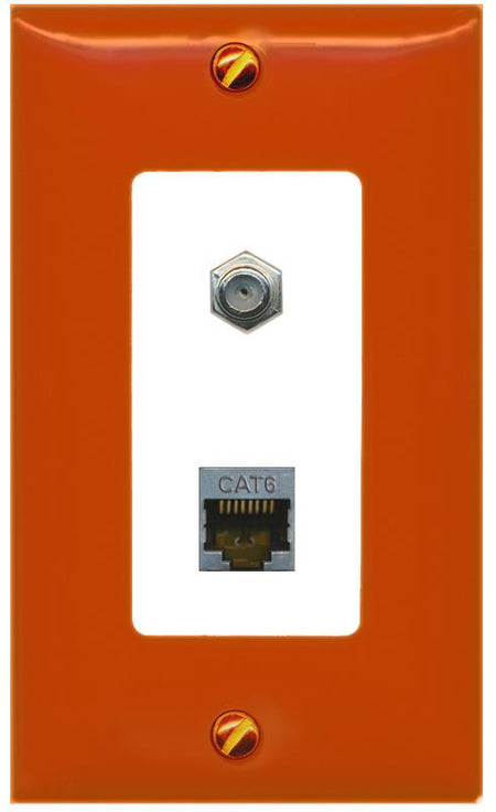 RiteAV CAT6-SHIELDED COAX Wall Plate [Orange/White]