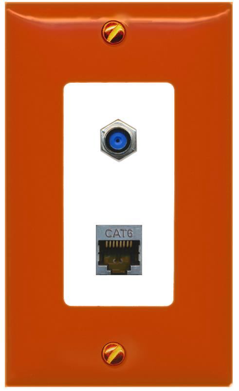 RiteAV CAT6-SHIELDED F81 Wall Plate [Orange/White]