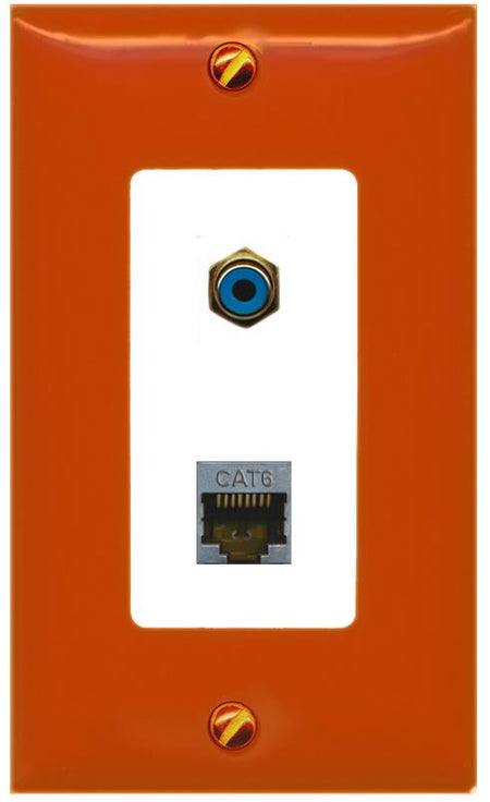 RiteAV CAT6-SHIELDED RCA-BLUE Wall Plate [Orange/White]