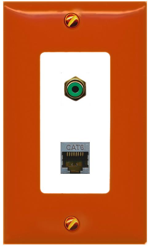 RiteAV CAT6-SHIELDED RCA-GREEN Wall Plate [Orange/White]