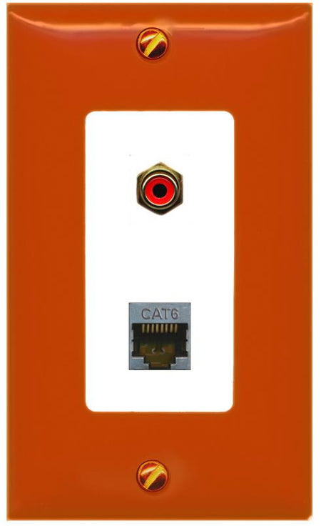 RiteAV CAT6-SHIELDED RCA-RED Wall Plate [Orange/White]