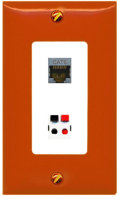 RiteAV CAT6-SHIELDED SPEAKER Wall Plate [Orange/White]