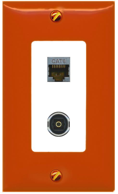 RiteAV CAT6-SHIELDED TOSLINK Wall Plate [Orange/White]