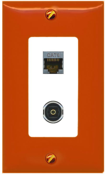 RiteAV CAT6-SHIELDED TOSLINK Wall Plate [Orange/White]