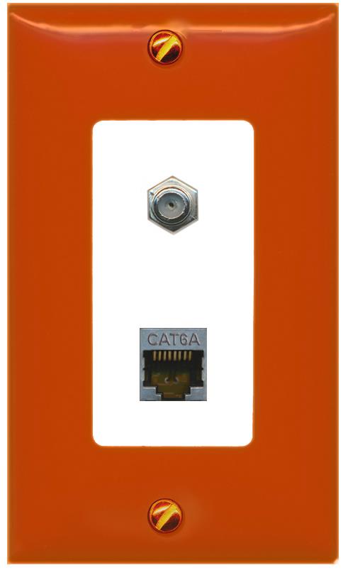 RiteAV CAT6A COAX Wall Plate [Orange/White]