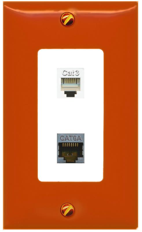 RiteAV CAT6A PHONE Wall Plate [Orange/White]