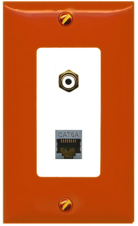RiteAV CAT6A RCA-Orange/White Wall Plate [Orange/White]