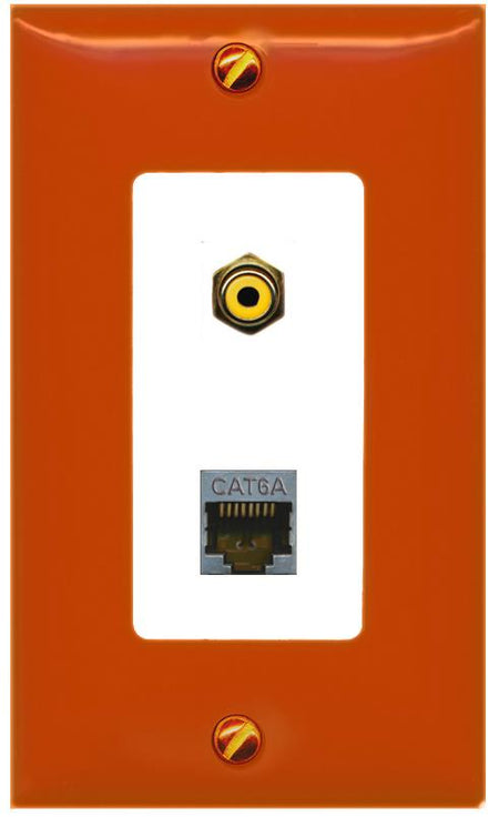 RiteAV CAT6A RCA-YELLOW Wall Plate [Orange/White]